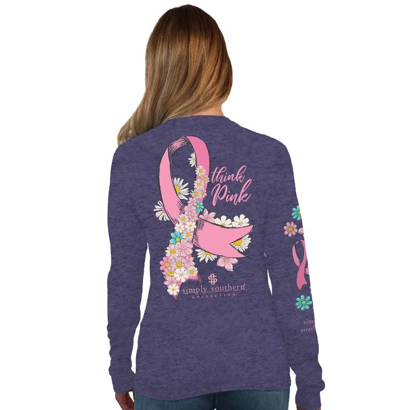 FINAL SALE - Simply Southern - Think Pink Breast Cancer Long Sleeve Tee