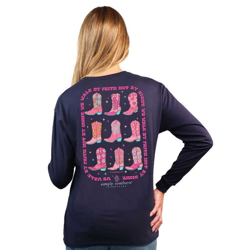 FINAL SALE - Simply Southern - Walk By Faith Not By Sight Long Sleeve Tee