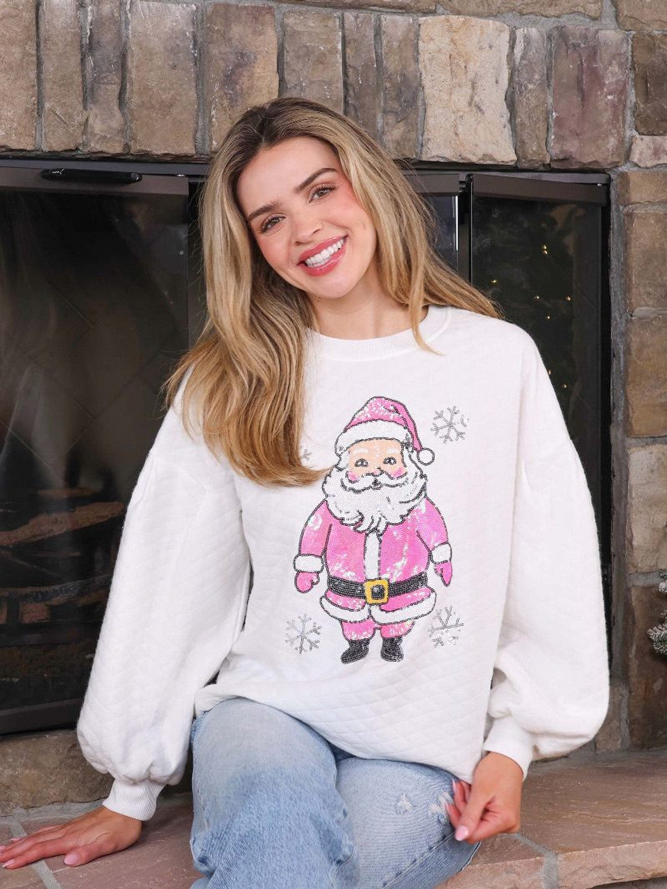 Simply Southern - Quilted Crewneck - Cheerful Santa