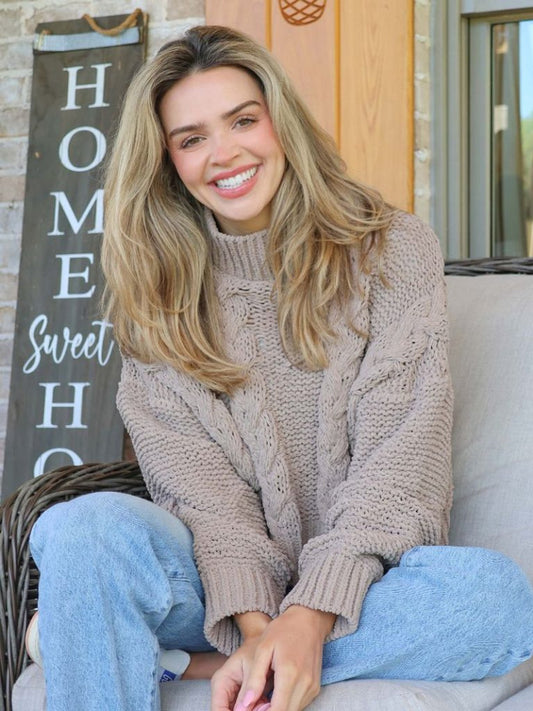 Simply Southern - Braided Sweater - Tan