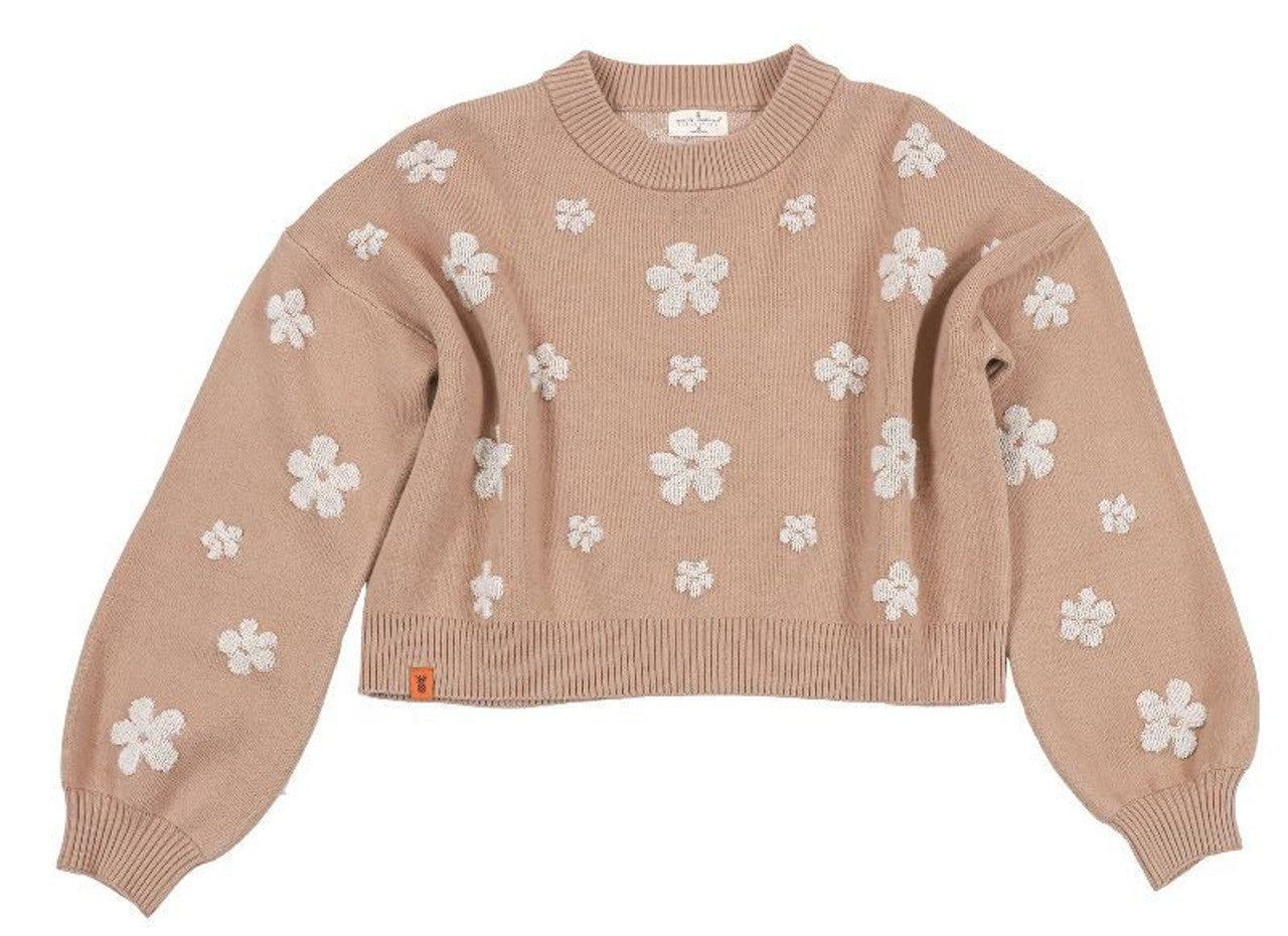 Simply Southern - Cropped Sweater - Tan Floral