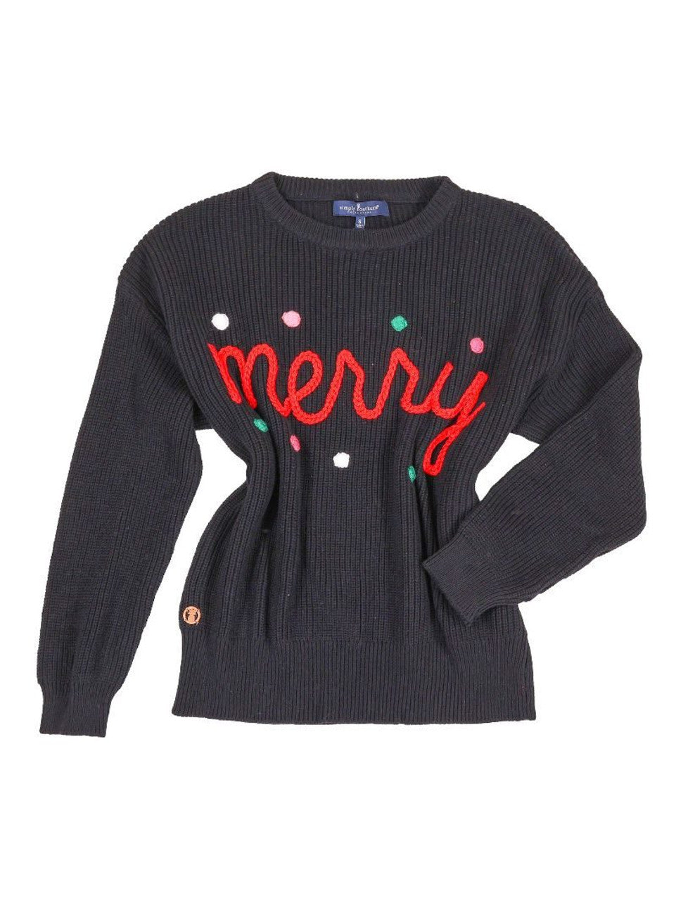 Simply Southern - Merry Embroidered Sweater - Black