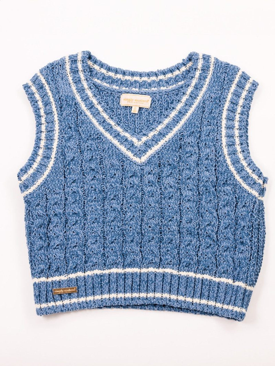 Simply Southern - Bliss Chenille Sweater Vest Top - Dark Blue - 2025