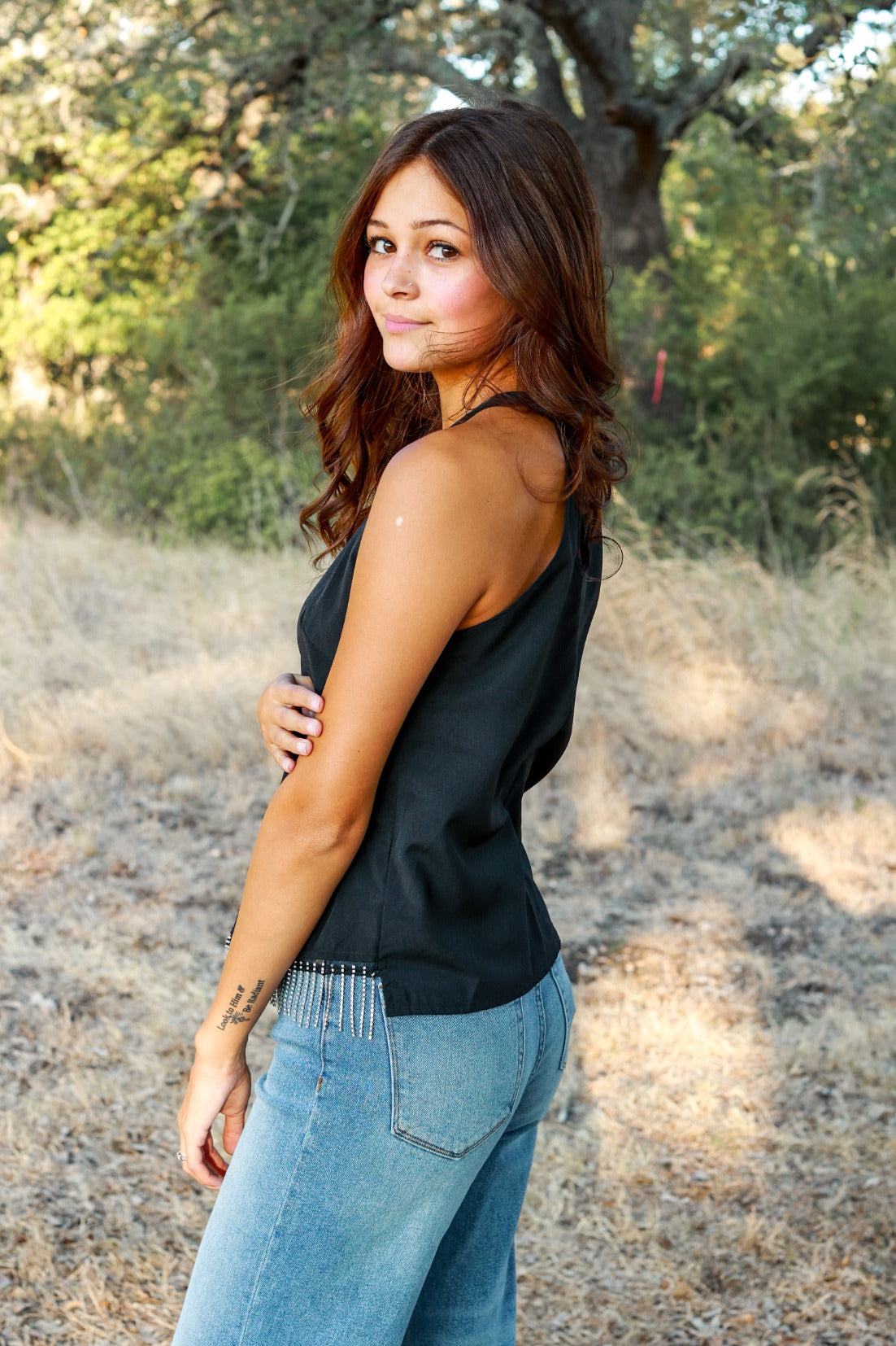 The Rhinestone Cowgirl Top - Black