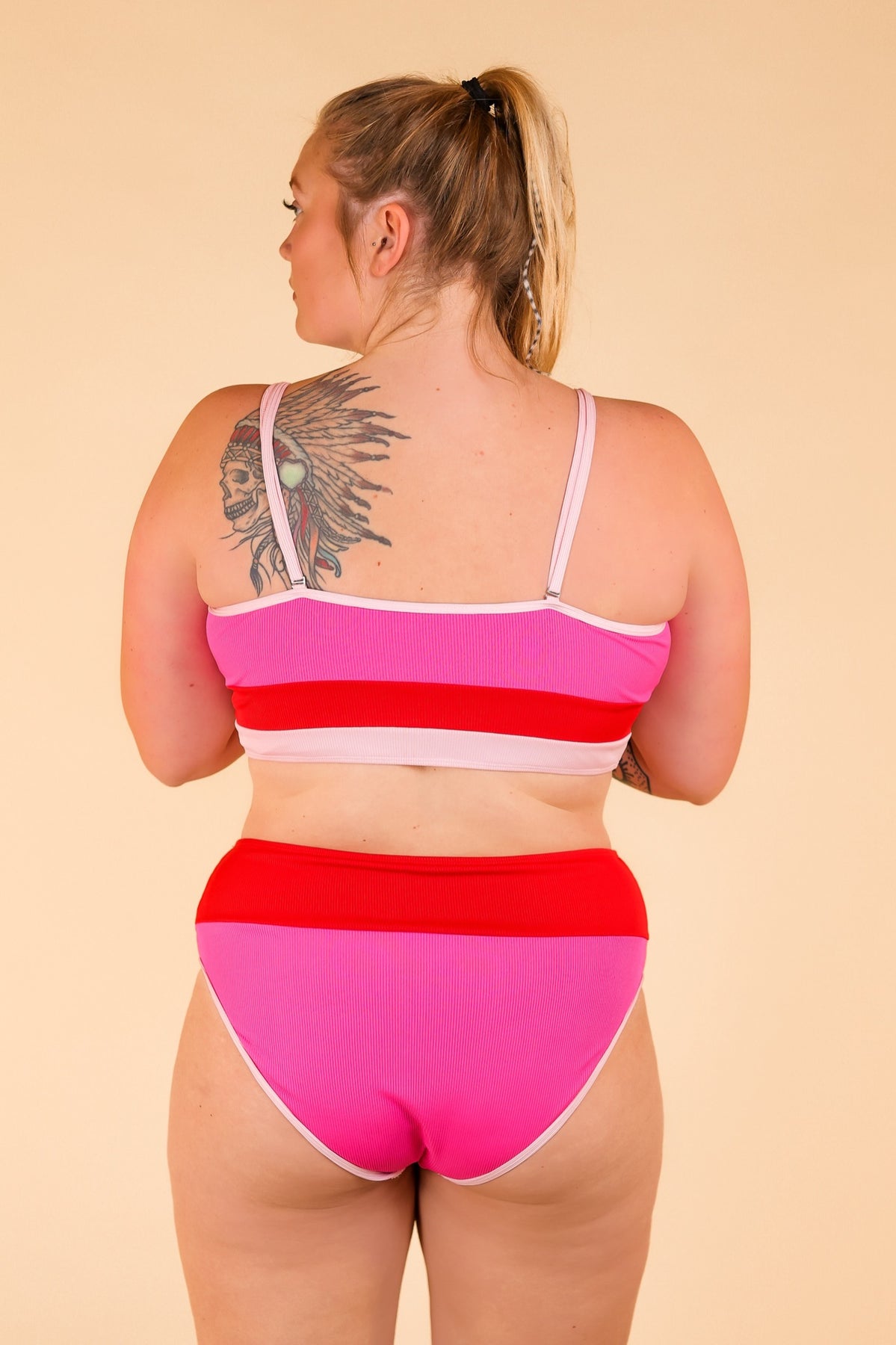 FINAL SALE - The Elle Pink Color-Block Two Piece Swim Set