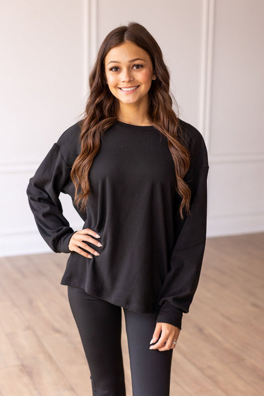 The Crazy Cozy Microfleece Crewneck - Black