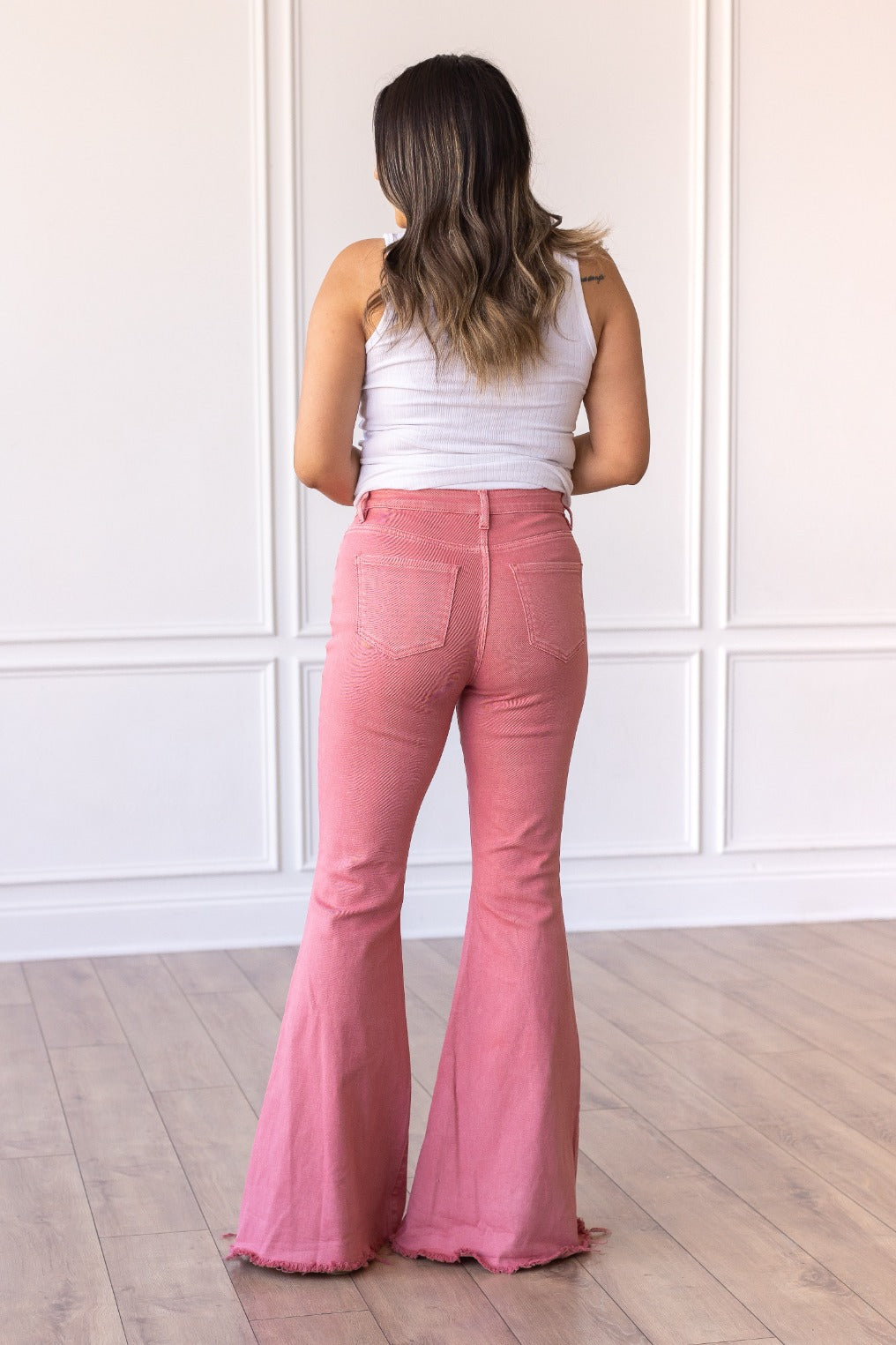 The Rockin' Around Pink Denim Flares