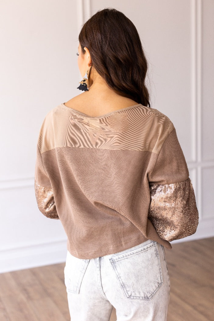 The Holiday Glam Top - Tan