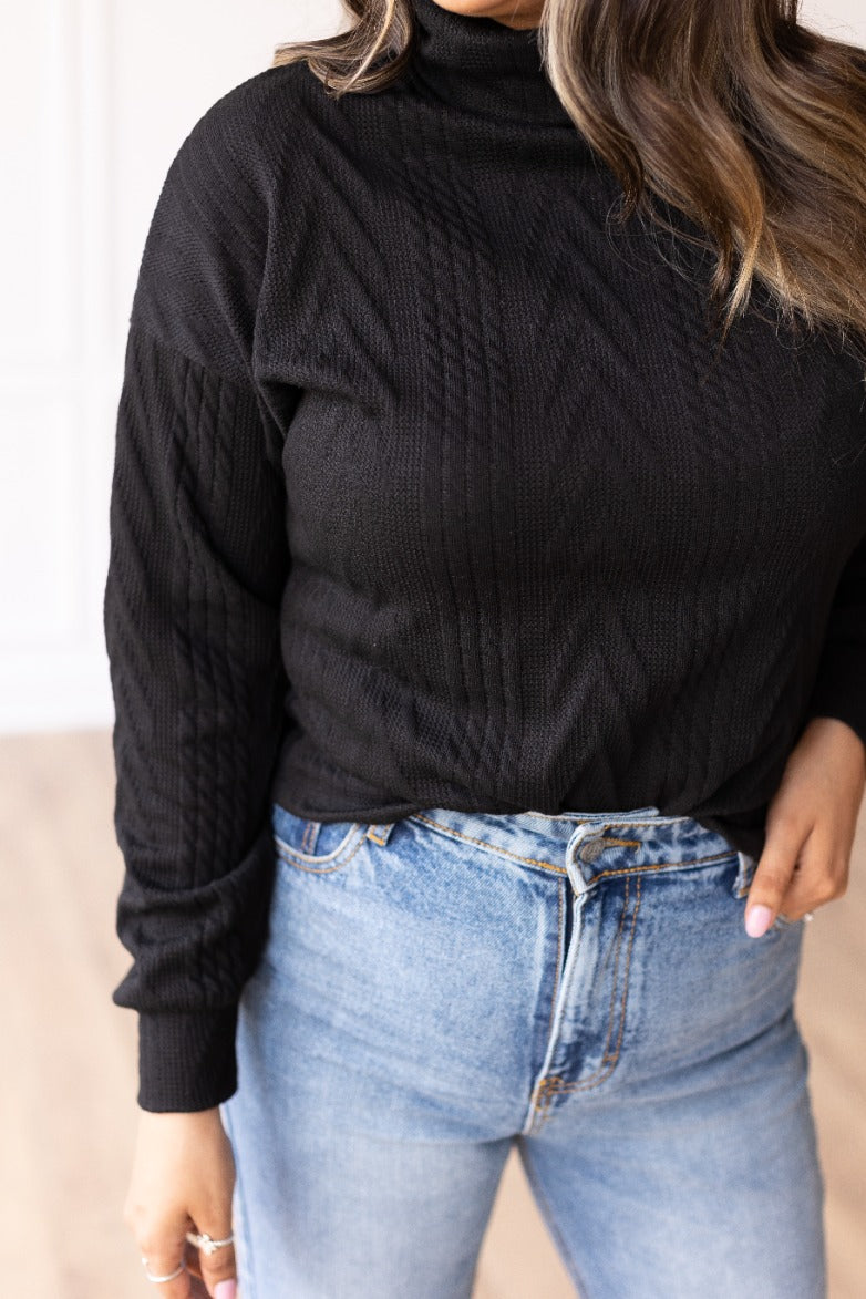 The Heathered Hug Sweater - Black