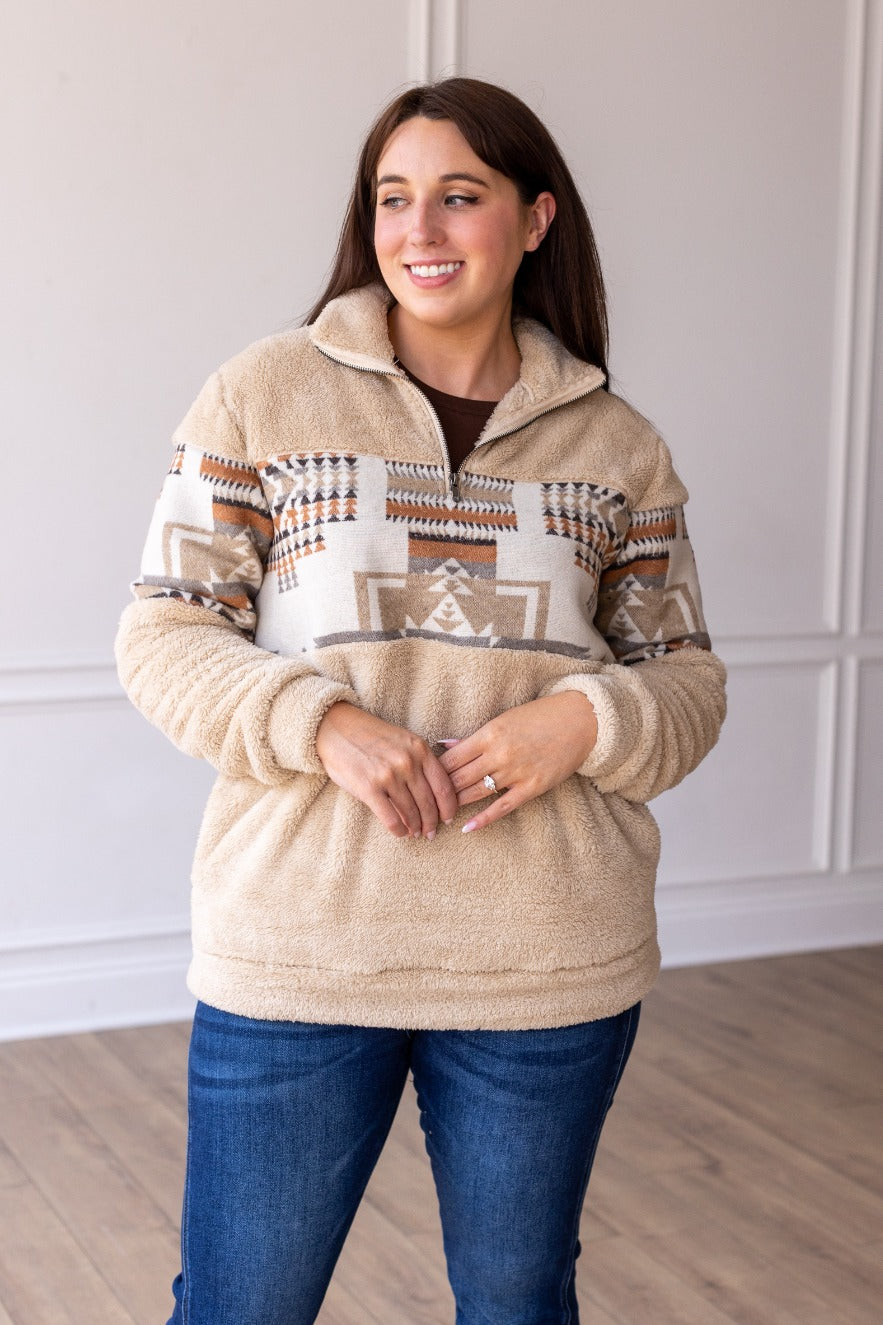 The Alpine Escape Aztec Sherpa Pullover