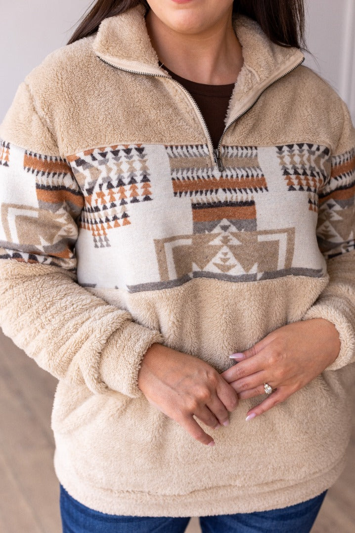 The Alpine Escape Aztec Sherpa Pullover