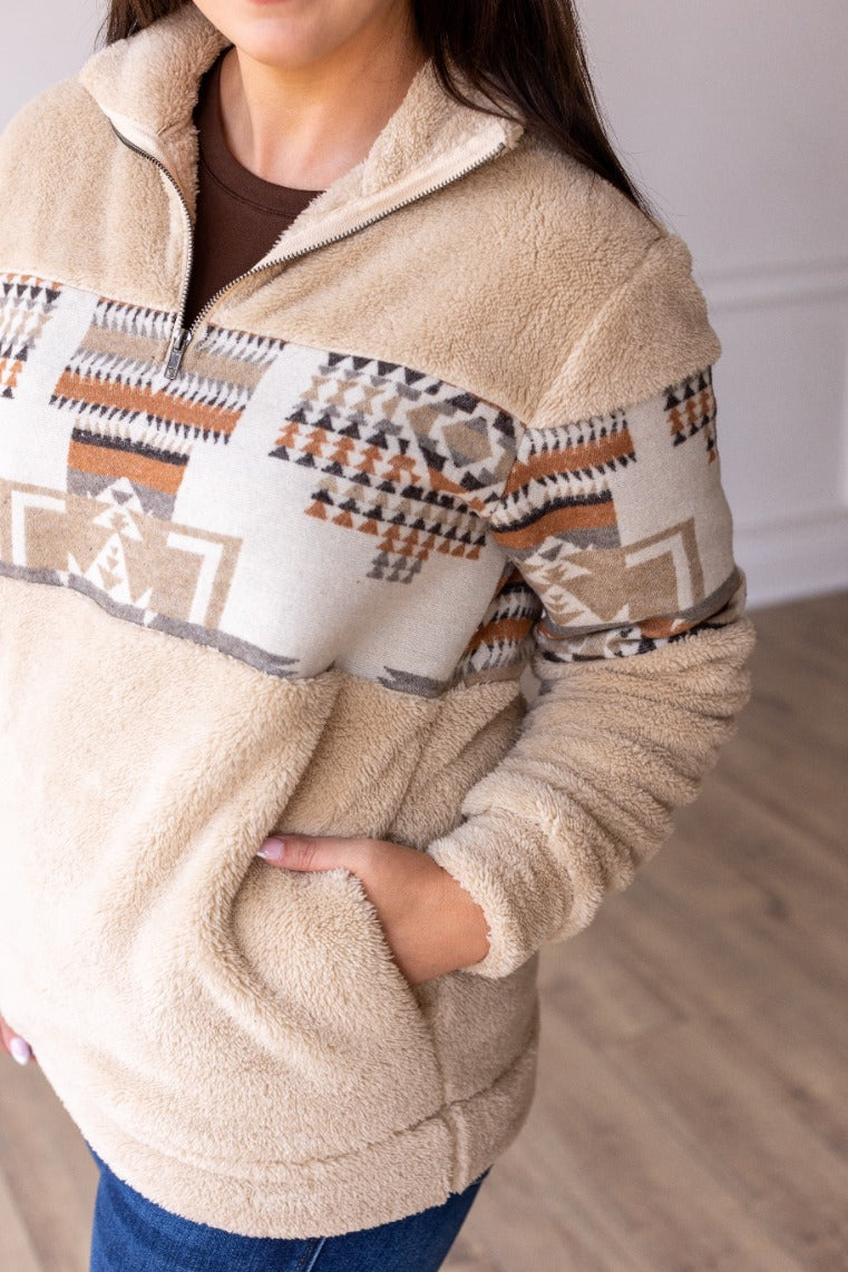 The Alpine Escape Aztec Sherpa Pullover