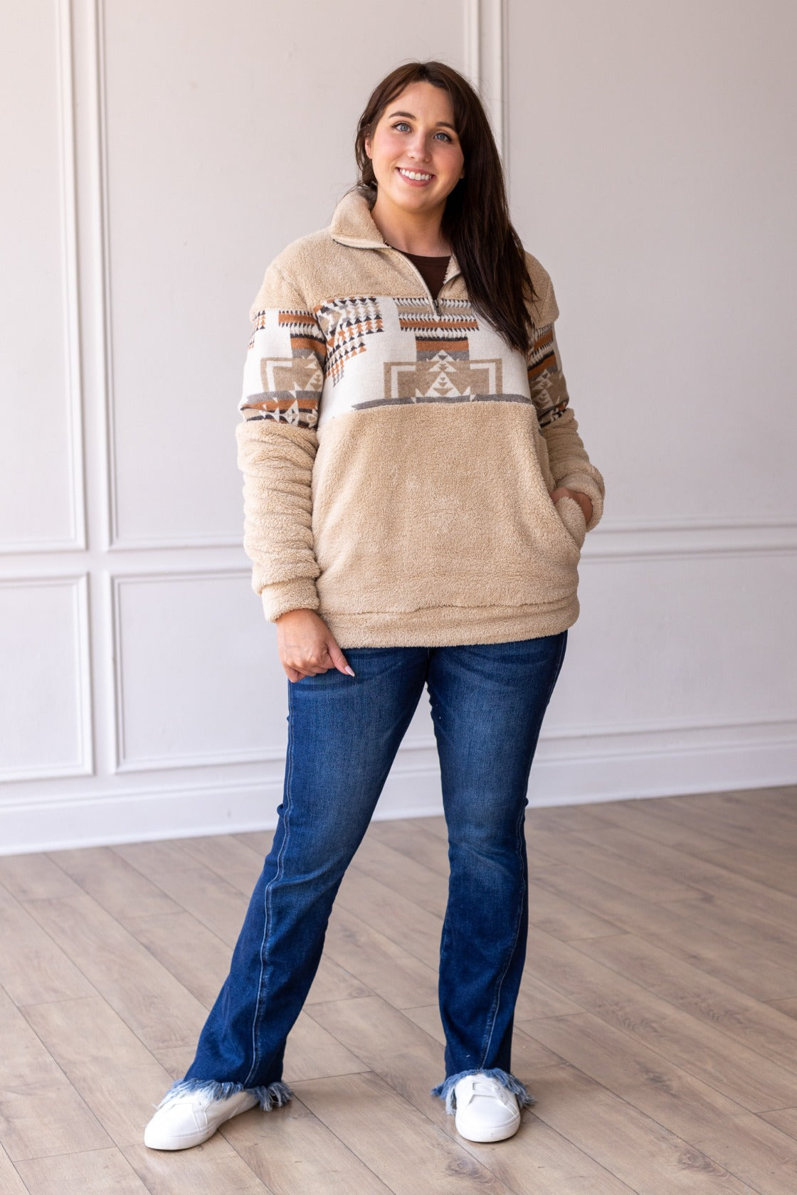 The Alpine Escape Aztec Sherpa Pullover