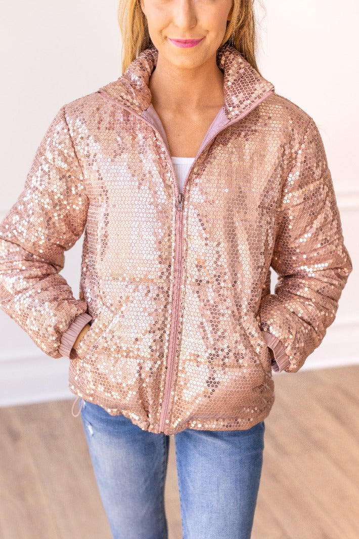 Sparkle store puffer jacket