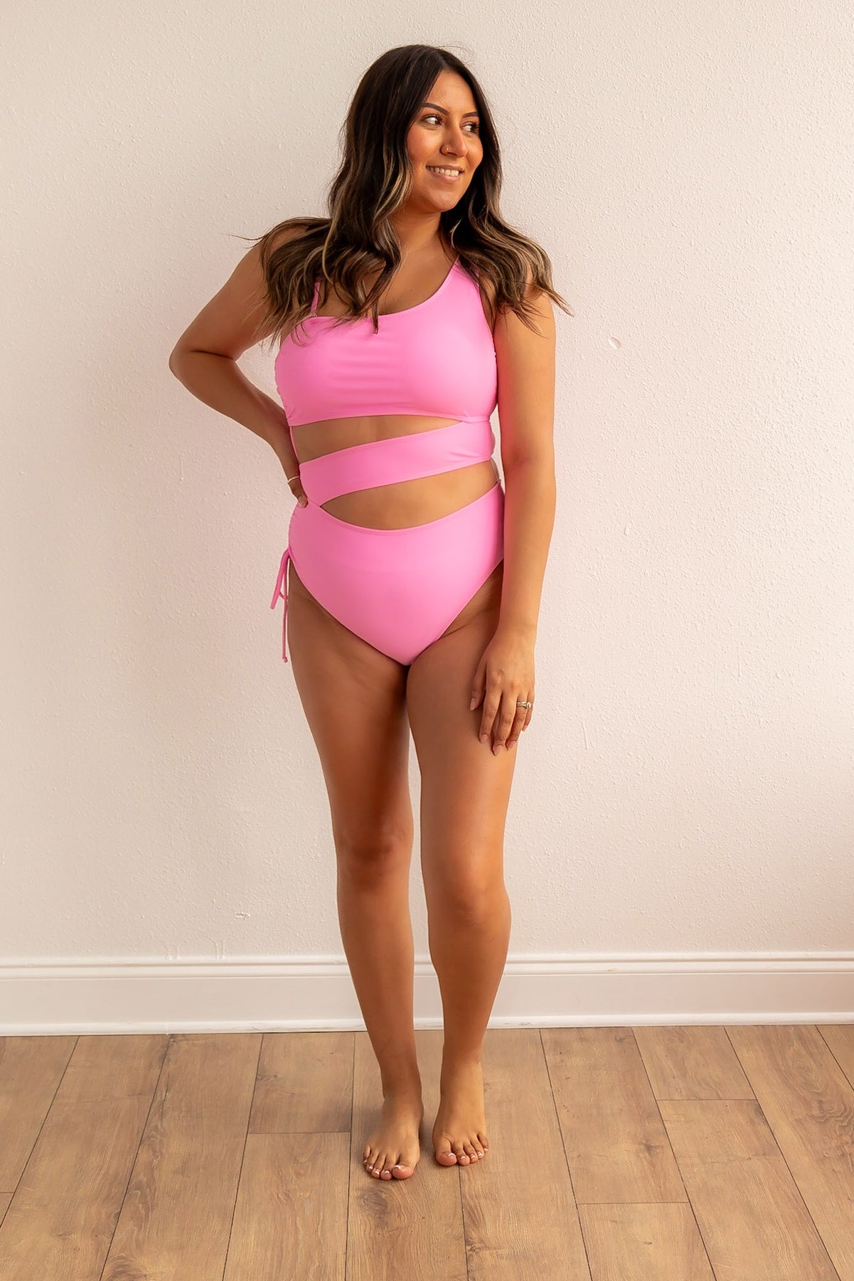 FINAL SALE - The Paradise Radiance Monokini Swimsuit - Neon Pink