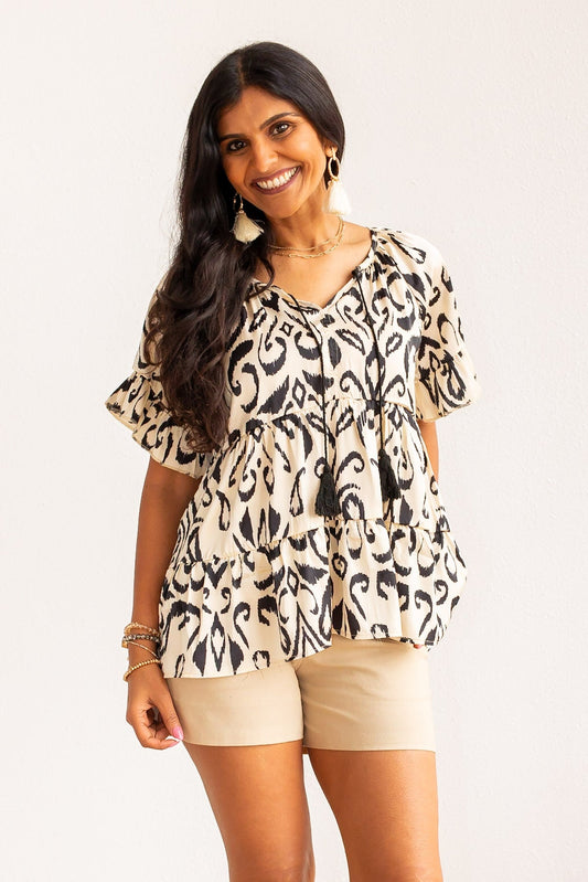 The Timeless Contrast Top - Ikat