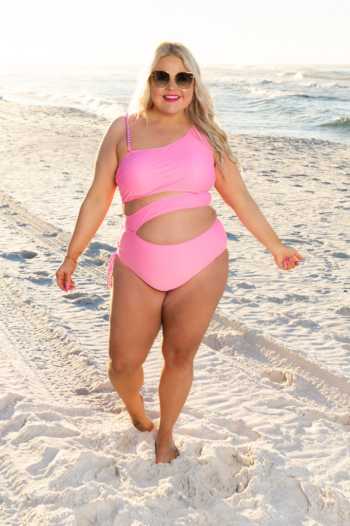 FINAL SALE - The Paradise Radiance Monokini Swimsuit - Neon Pink