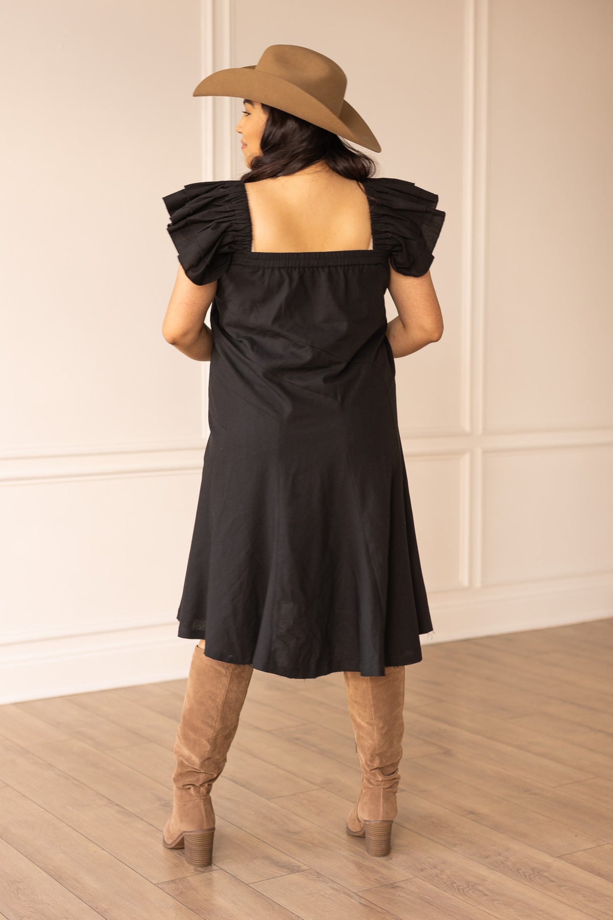 FINAL SALE - The Stella Linen Verse Dress - Black