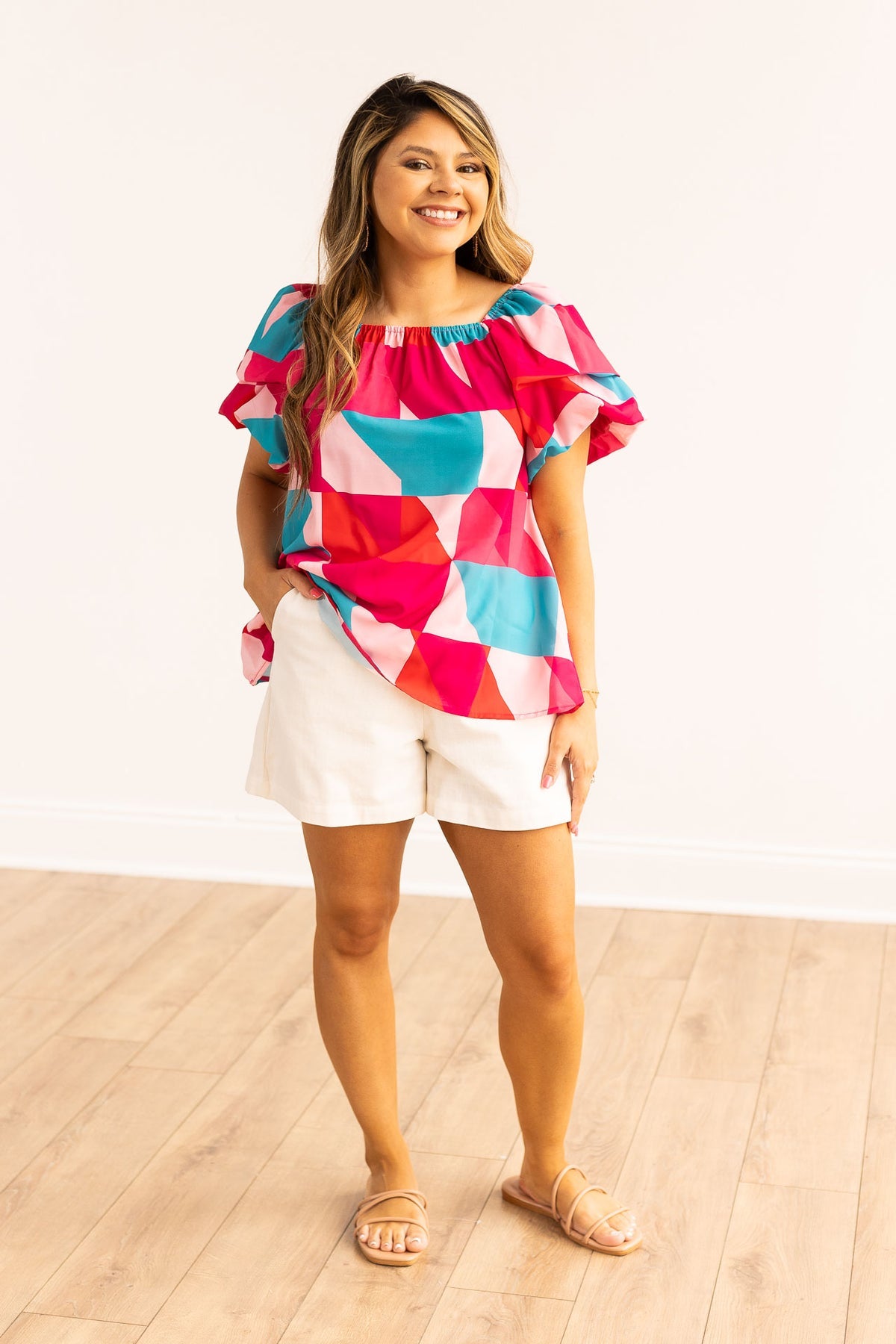 The Fallen Puff Sleeve Top - Abstract