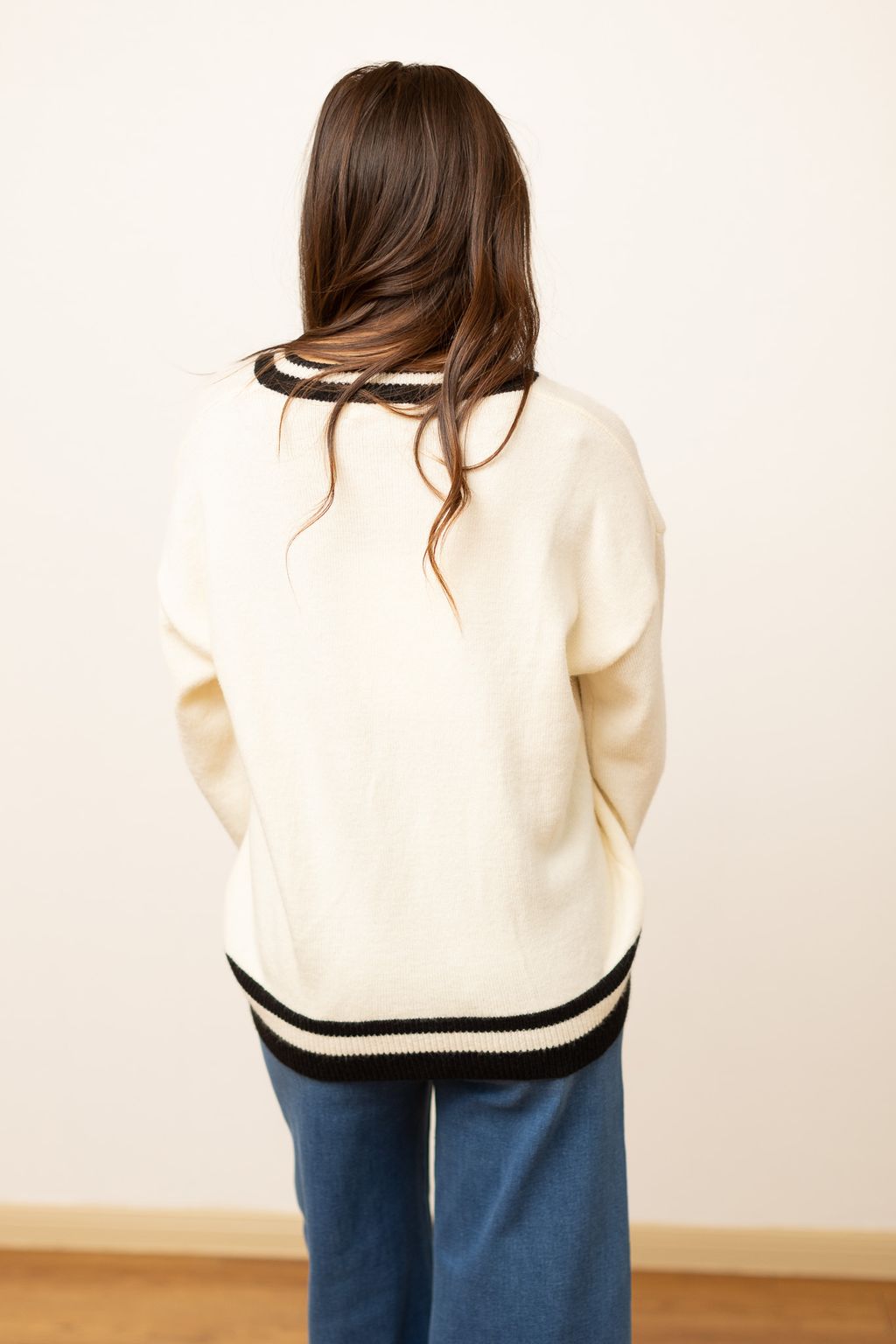 The Silver Sequin Bow Varsity Sweater