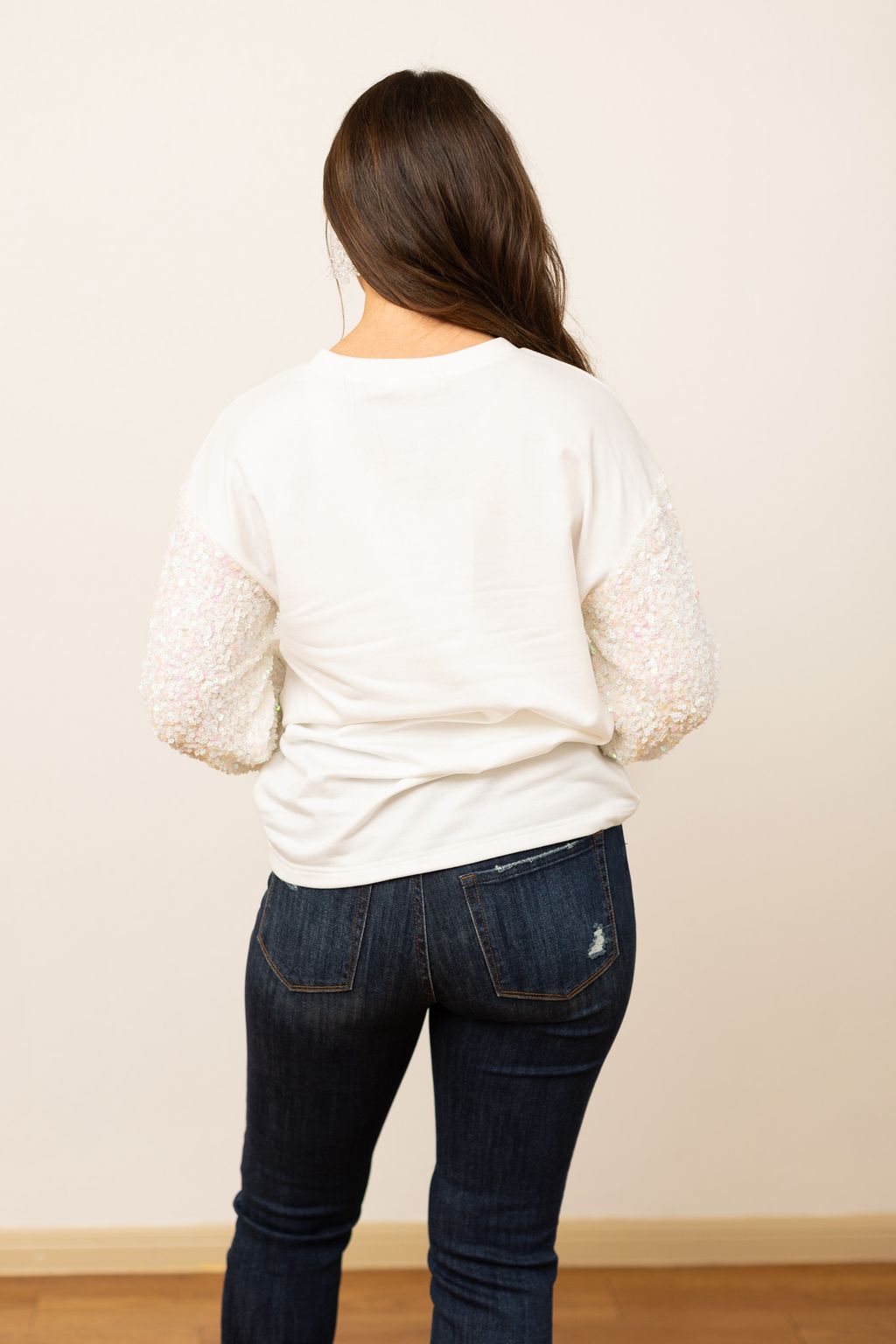 The Merry White Sequin Sweatshirt