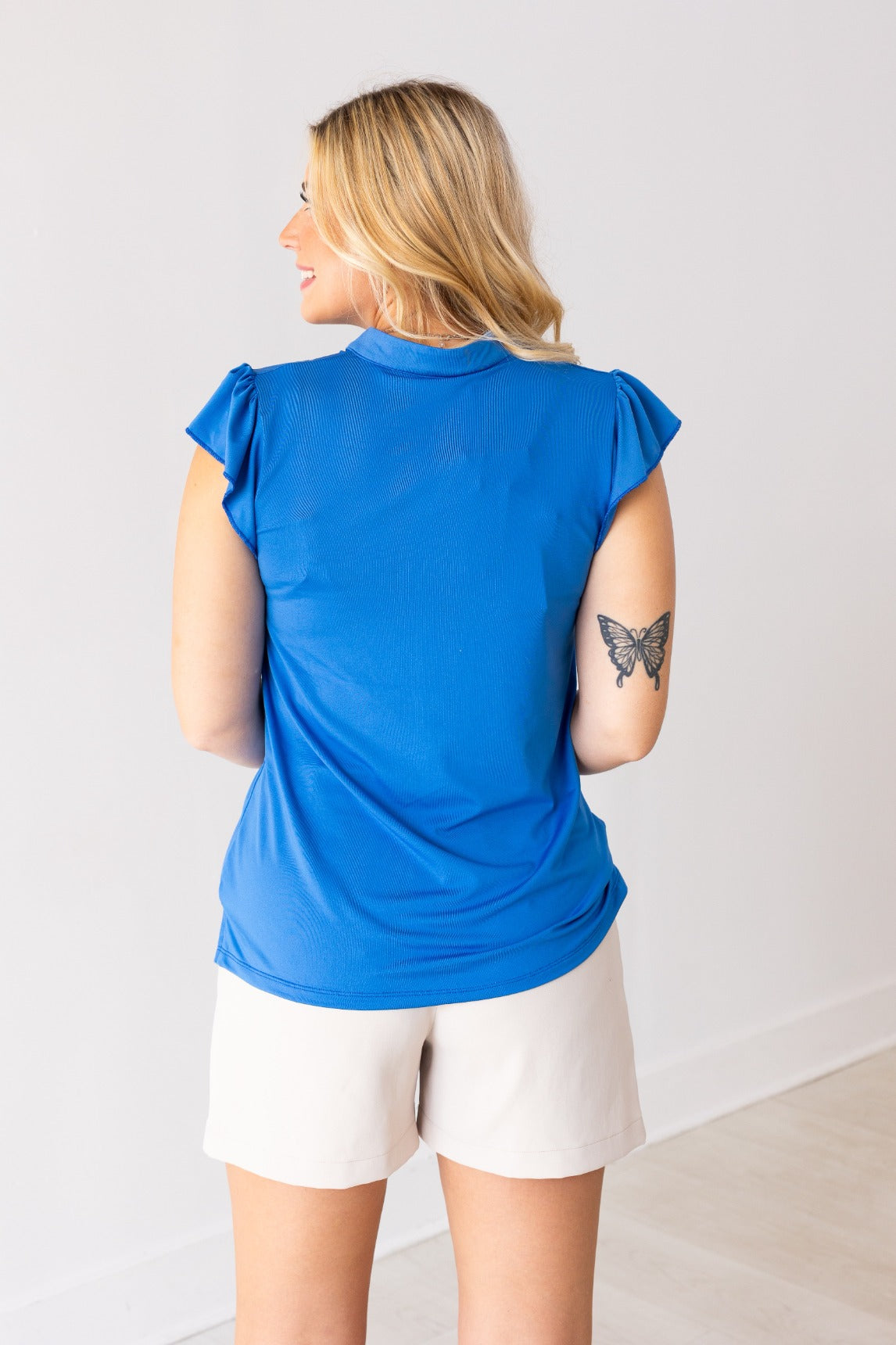 The Nicole V-Neck Top - Blue