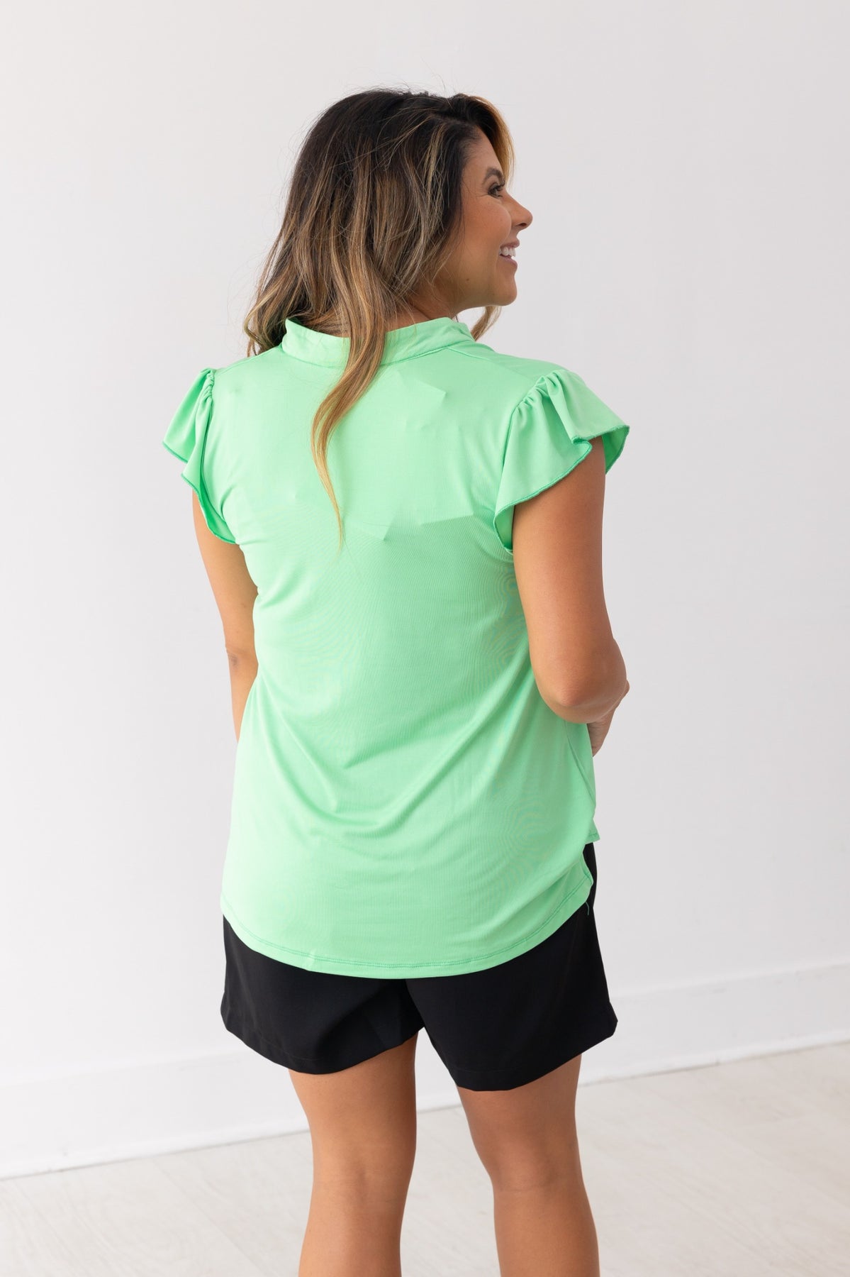 The Nicole V-Neck Top - Green