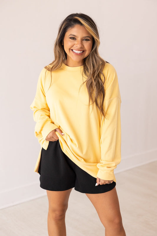 The Brandi Microfleece Sweatshirt - Yellow