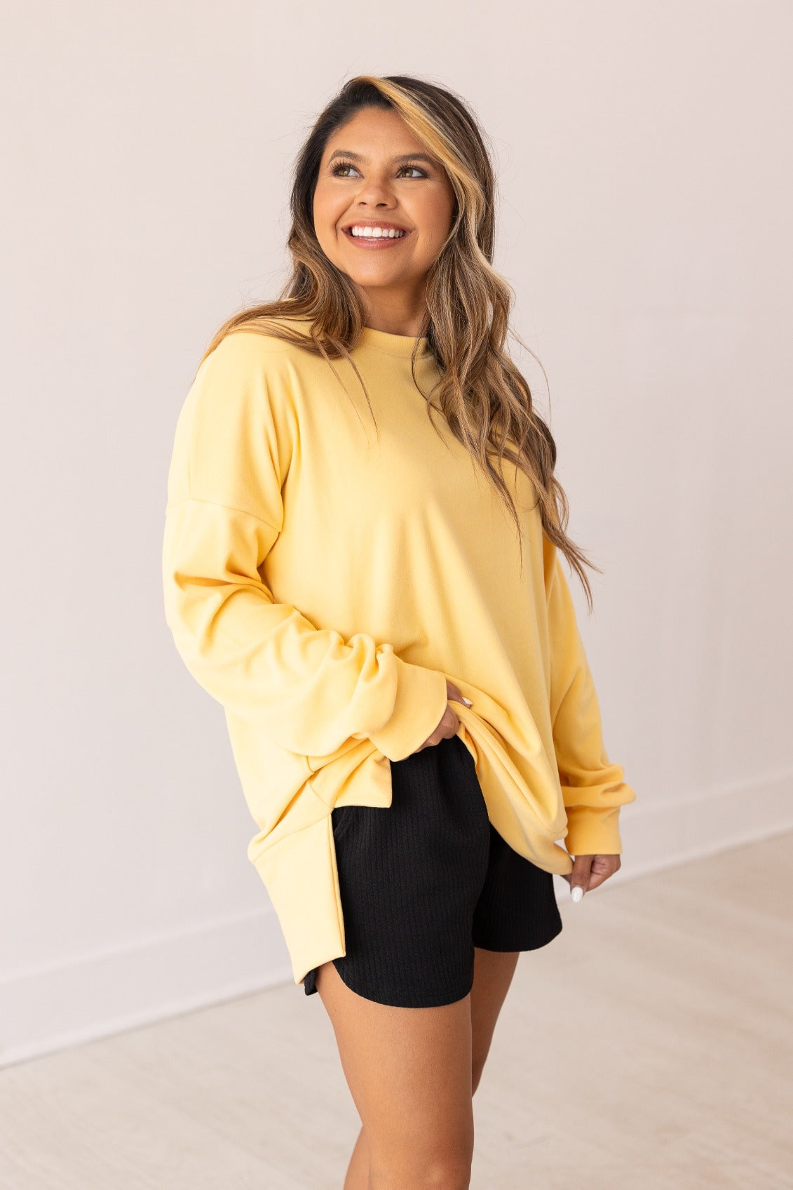 The Brandi Microfleece Sweatshirt - Yellow