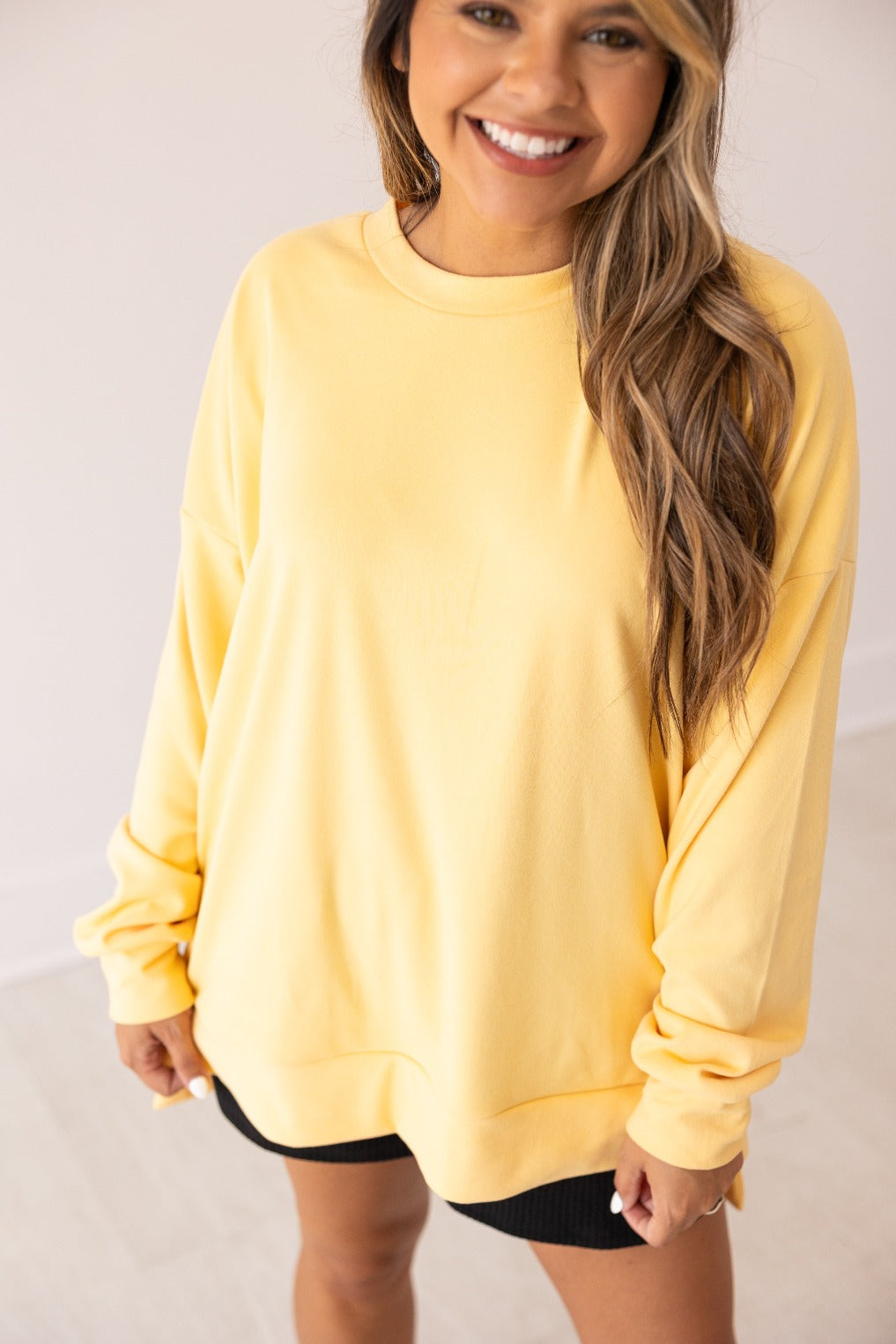 The Brandi Microfleece Sweatshirt - Yellow