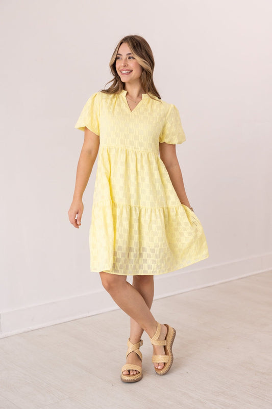 FINAL SALE - The Ellyse Checkered Dress - Yellow