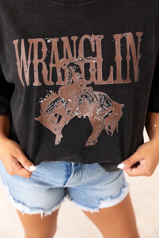 The Wranglin' on Black Tee