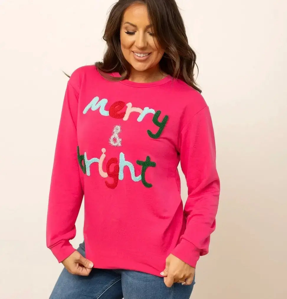 The Merry & Bright Hot Pink Sweatshirt