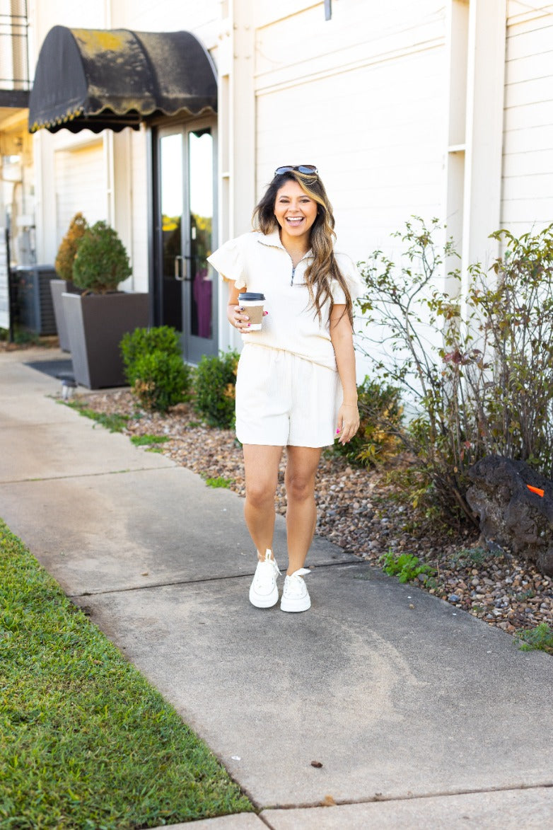 The Halee Knit Shorts - Ivory