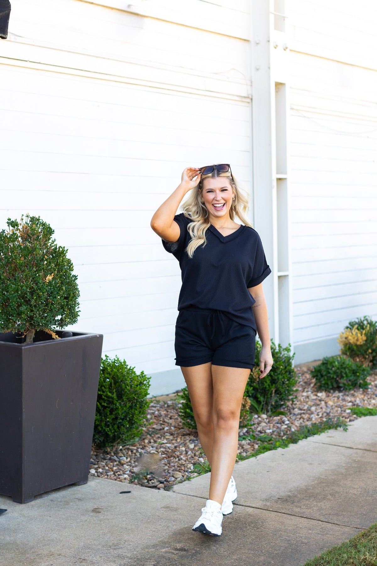 The Jane Waffle Knit Shorts - Black