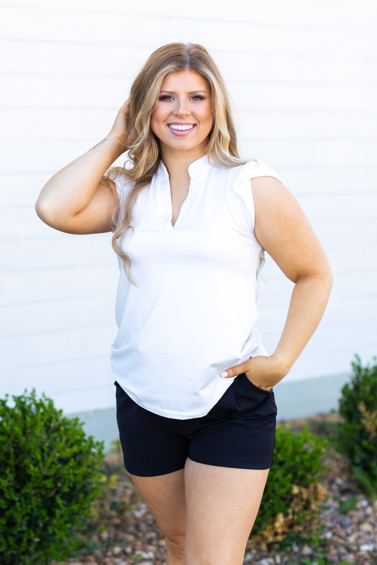 The Nicole V-Neck Top - White