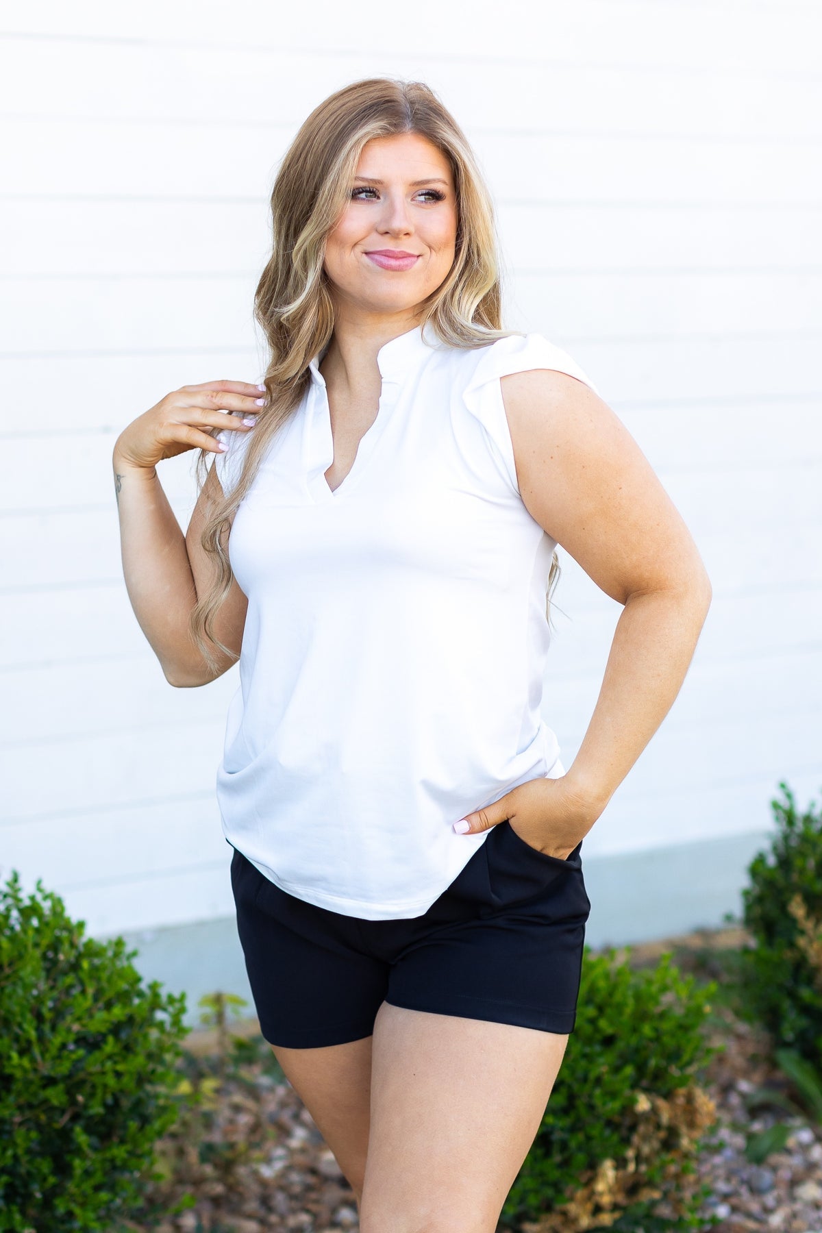 The Nicole V-Neck Top - White