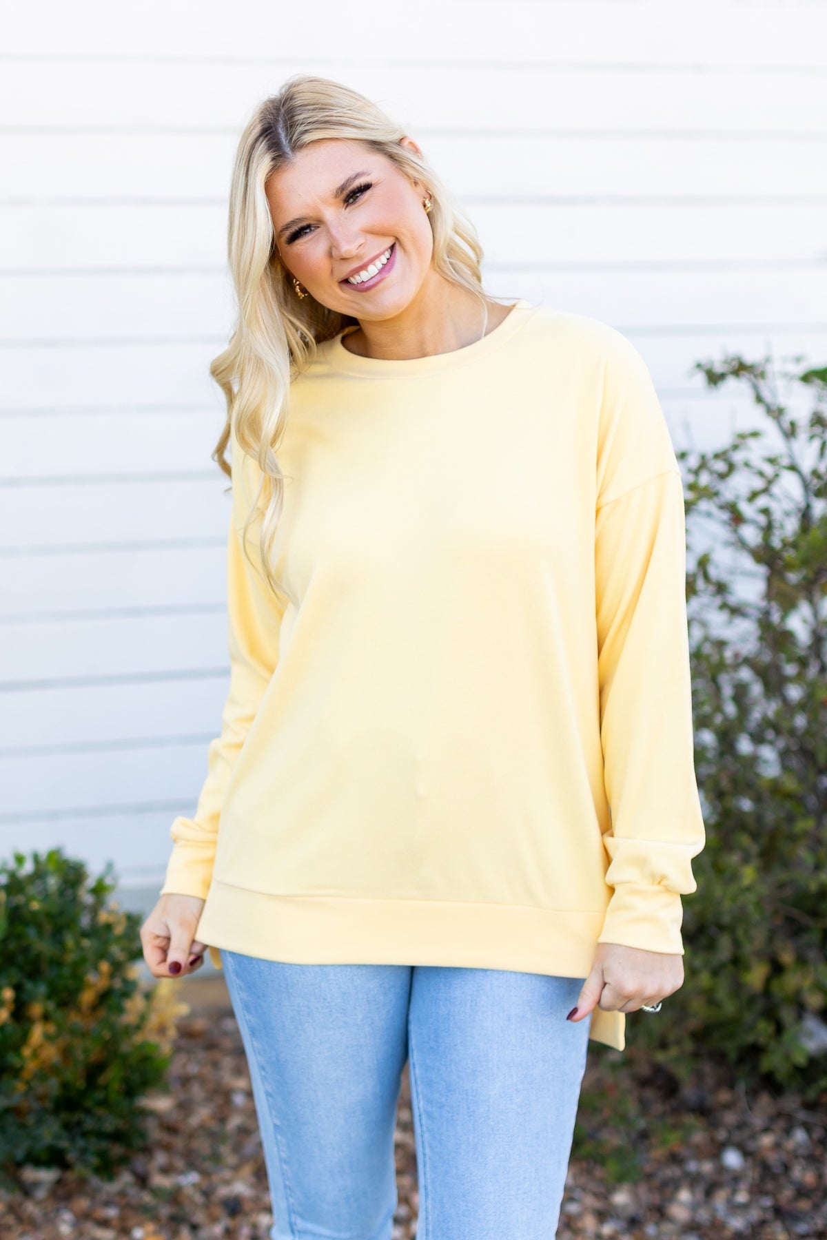 The Brandi Microfleece Sweatshirt - Yellow