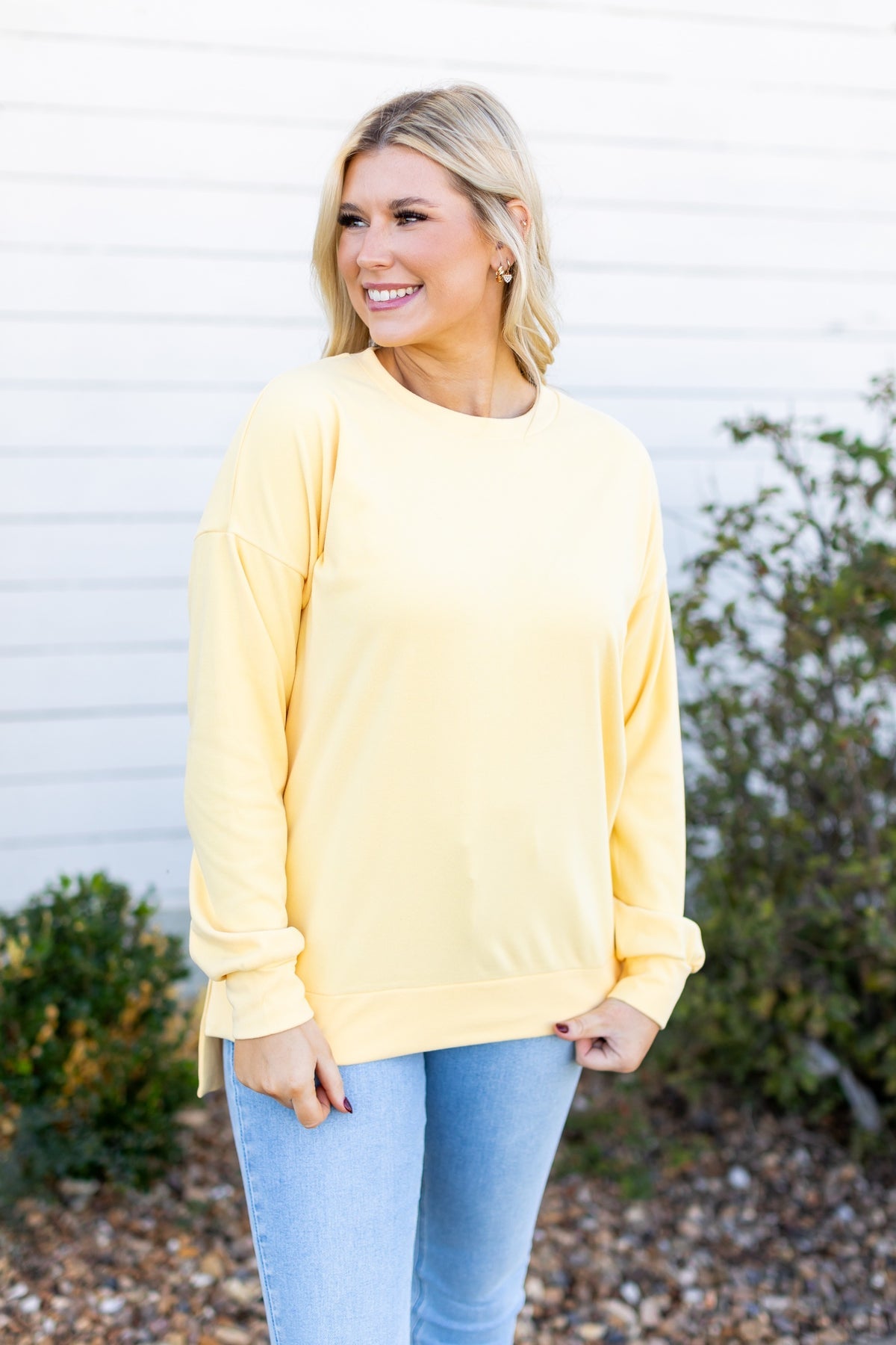 The Brandi Microfleece Sweatshirt - Yellow