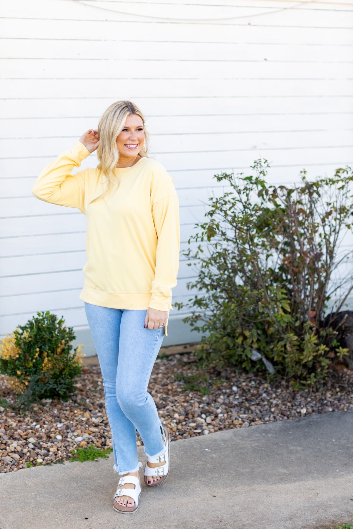 The Brandi Microfleece Sweatshirt - Yellow