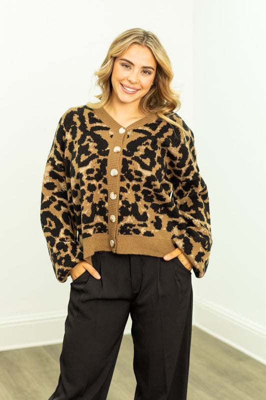 The Wylder Cropped Leopard Cardigan