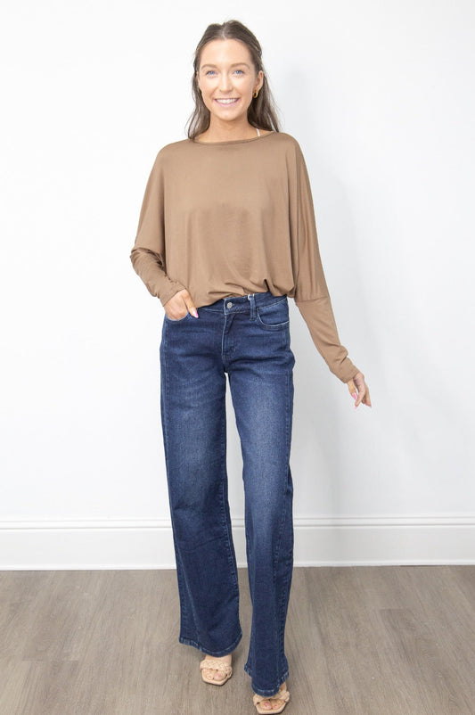 The Bronwyn Wide Leg Jeans - Dark Wash