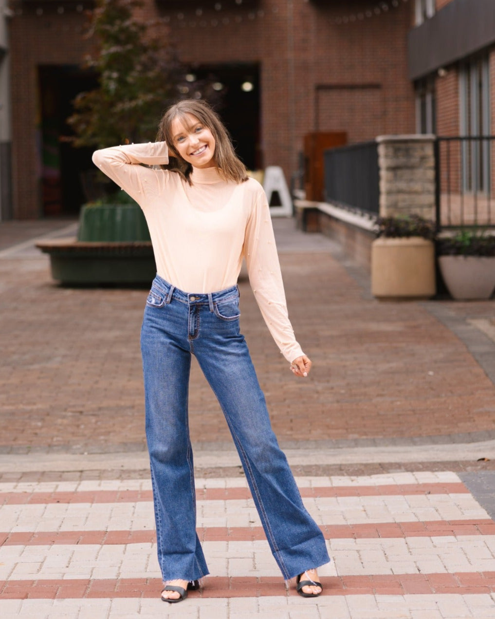 The Julissa Pearl Mesh Top - Champagne
