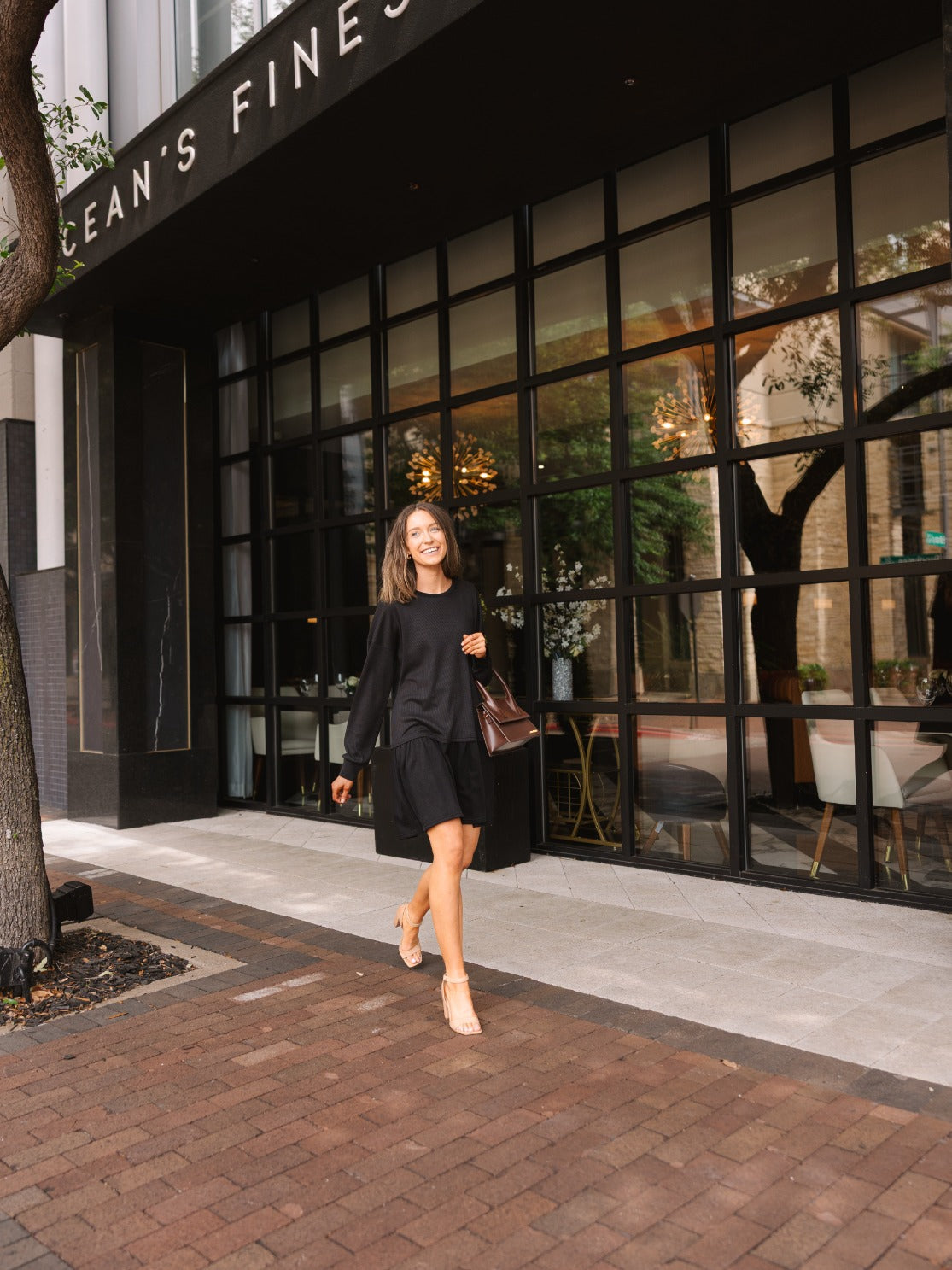 The Brandie Waffle Knit Dress - Black