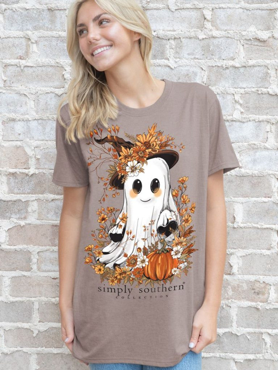 Simply Southern - Fall Floral Ghost Short Sleeve Tee - 2024