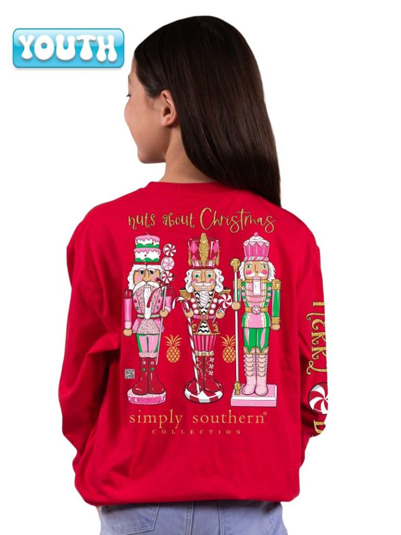 FINAL SALE - YOUTH - Simply Southern - Nuts About Christmas Long Sleeve Tee
