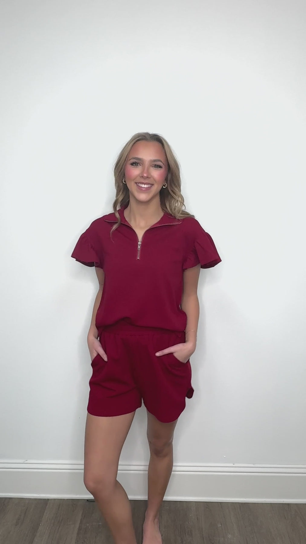 The Halee Knit Shorts - Maroon