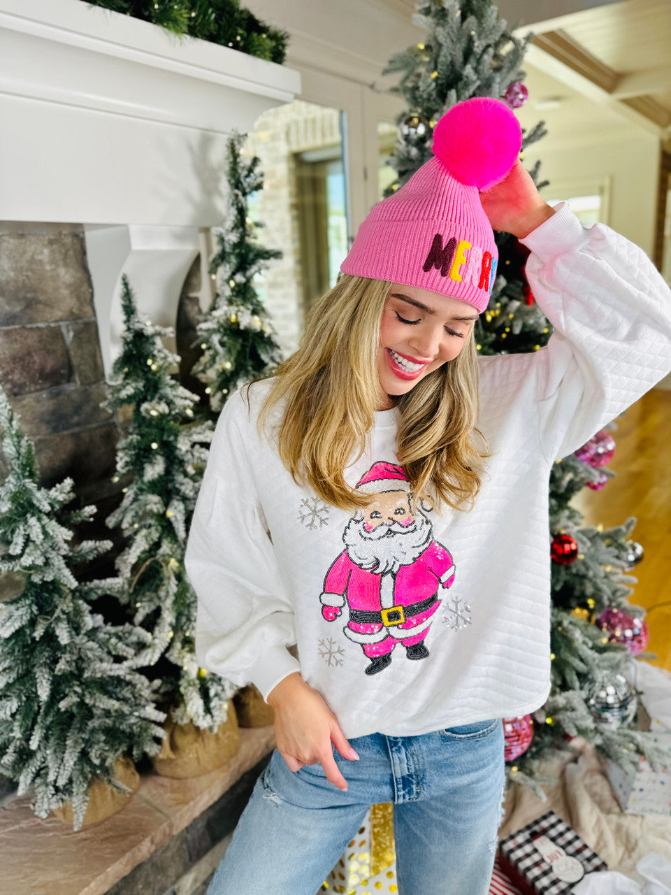 Simply Southern - Quilted Crewneck - Cheerful Santa