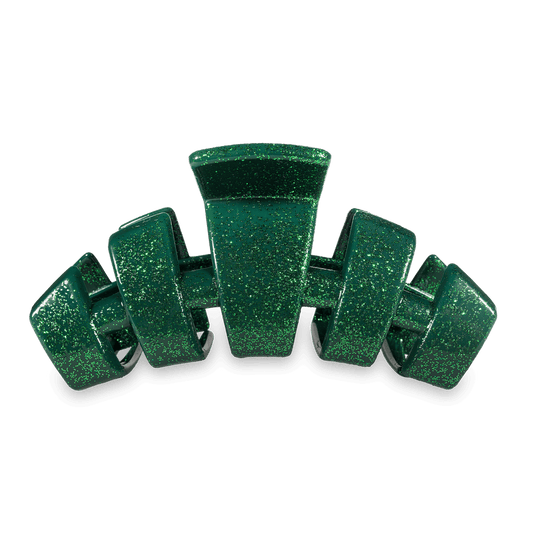 TELETIES - Classic Large Hair Clip - Green Glitter