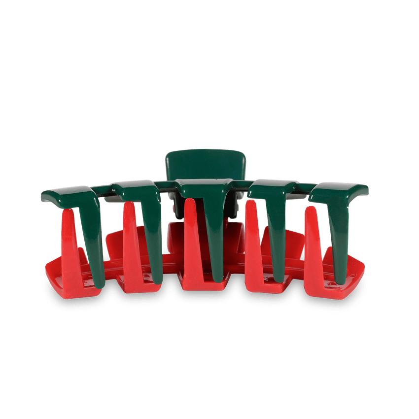 TELETIES - Classic Large Hair Clip - Red & Green